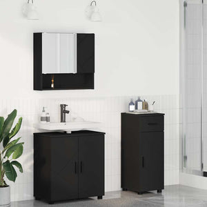 Set di mobili per il bagno con porta 3 pcs Nero 61 x 35 x 64 cm 3392954