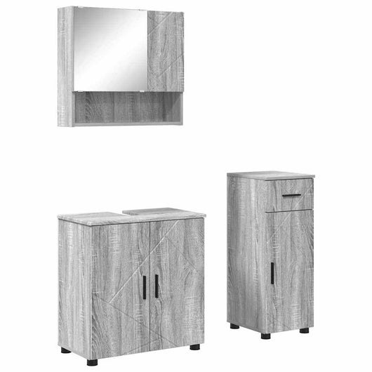 Set di mobili per il bagno 3 pcs Grigio sonoma 61 x 35 x 64 cm 3392959