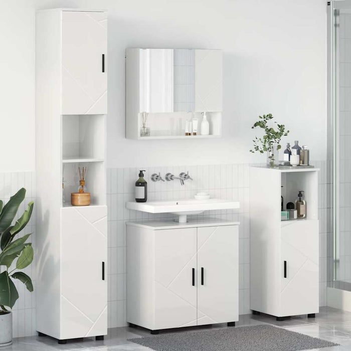 Set di mobili per il bagno 4 pcs Bianco lucido 61 x 35 x 64 cm 3392967