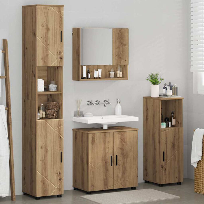 vidaXL Set di mobili per il bagno con porta 4 pcs rovere artigianale