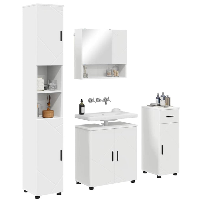 vidaXL Set di mobili per il bagno 4 pcs Bianco 61 x 35 x 64 cm