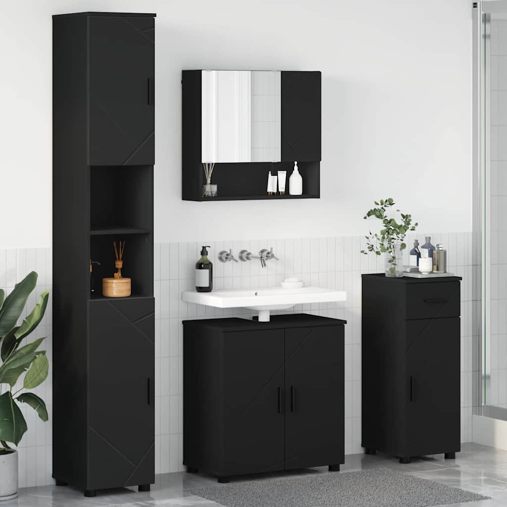 Set di mobili per il bagno con porta 4 pcs Nero 61 x 35 x 64 cm 3392974