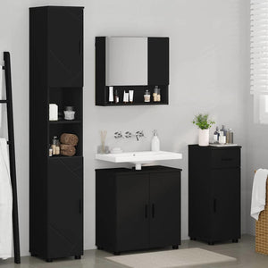 Set di mobili per il bagno con porta 4 pcs Nero 61 x 35 x 64 cm 3392974