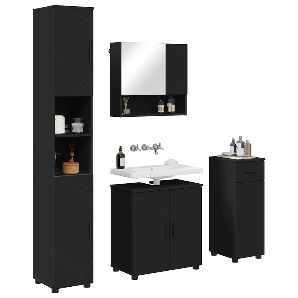 Set di mobili per il bagno con porta 4 pcs Nero 61 x 35 x 64 cm 3392974