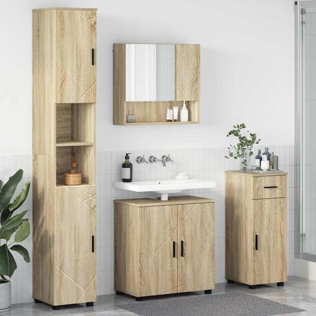 Set di mobili per il bagno 4 pcs rovere sonoma 61 x 35 x 64 cm 3392975