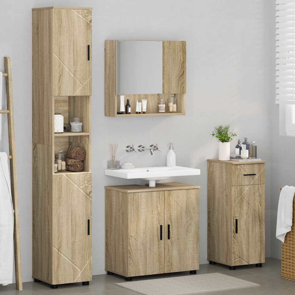 vidaXL Set di mobili per il bagno 4 pcs rovere sonoma 61 x 35 x 64 cm