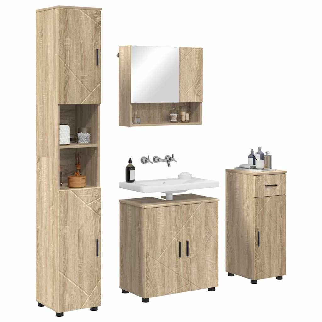 Set di mobili per il bagno 4 pcs rovere sonoma 61 x 35 x 64 cm 3392975
