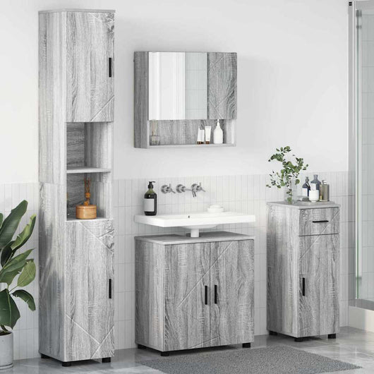 Set di mobili per il bagno 4 pcs Grigio sonoma 61 x 35 x 64 cm 3392979