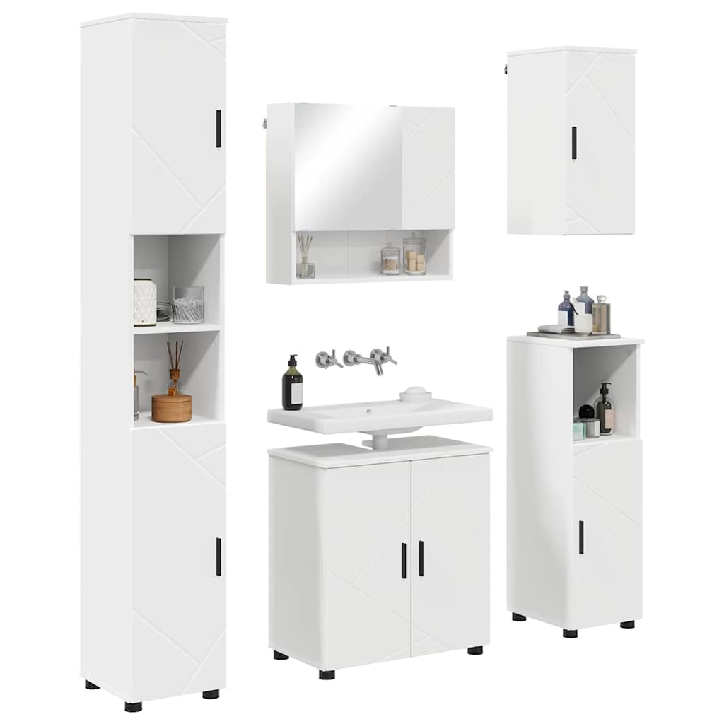 vidaXL Set di mobili per il bagno 5 pcs Bianco 61 x 35 x 64 cm