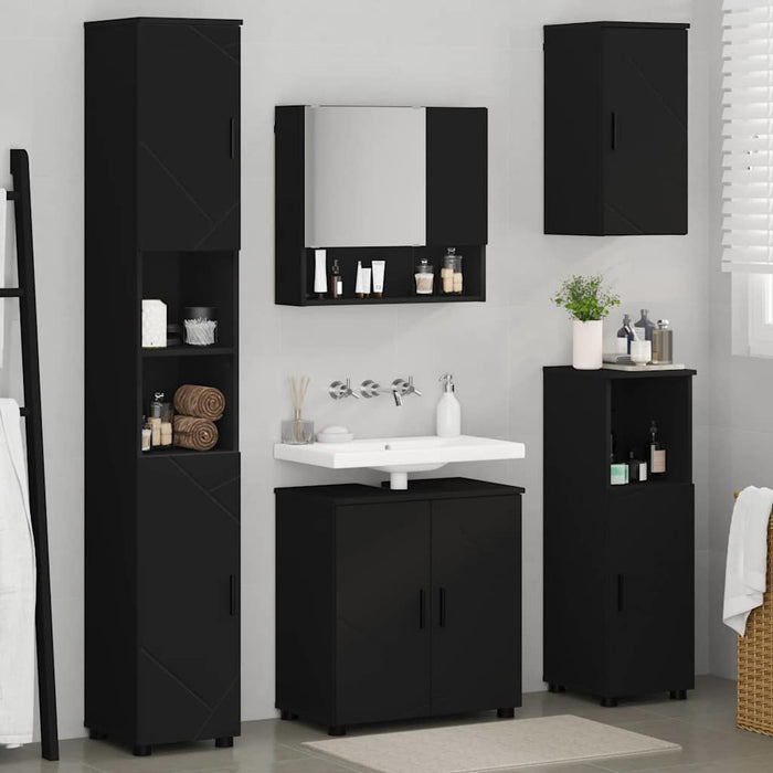 Set di mobili per il bagno con porta 5 pcs Nero 61 x 35 x 64 cm 3392984