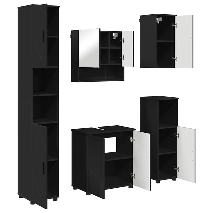 Set di mobili per il bagno con porta 5 pcs Nero 61 x 35 x 64 cm 3392984