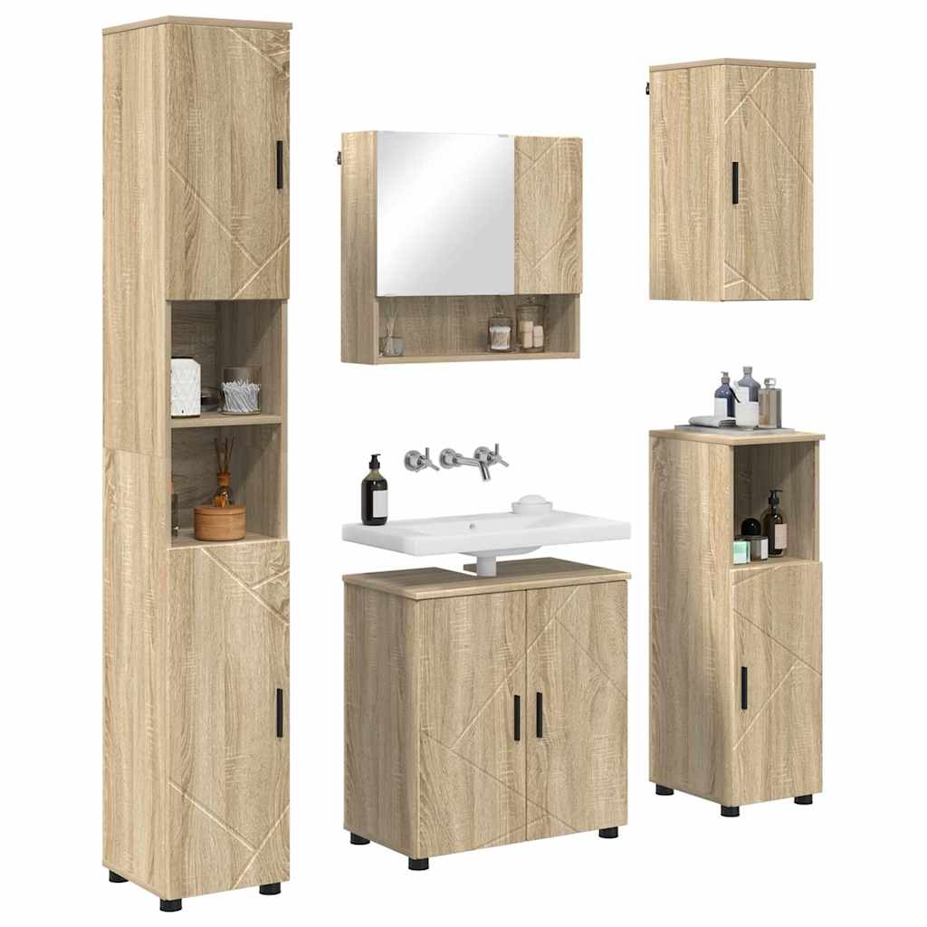 vidaXL Set di mobili per il bagno 5 pcs rovere sonoma 61 x 35 x 64 cm