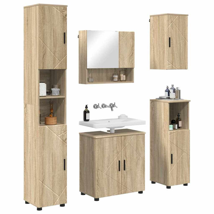 vidaXL Set di mobili per il bagno 5 pcs rovere sonoma 61 x 35 x 64 cm