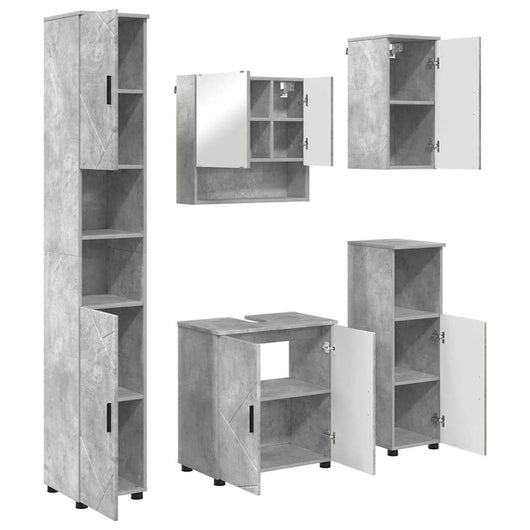 Set di mobili per il bagno 5 pcs Grigio cemento 61 x 35 x 64 cm 3392986