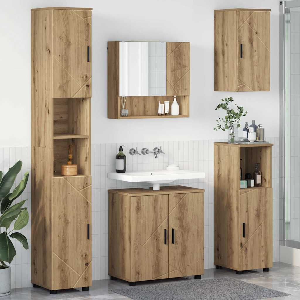 Set di mobili per il bagno con porta 5 pcs rovere artigianale 3392992