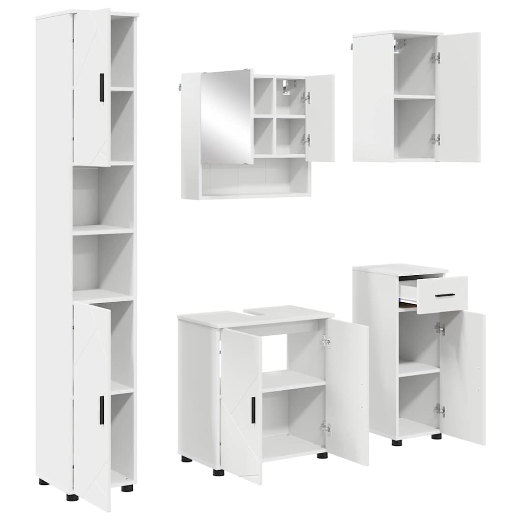 vidaXL Set di mobili per il bagno 5 pcs Bianco 61 x 35 x 64 cm