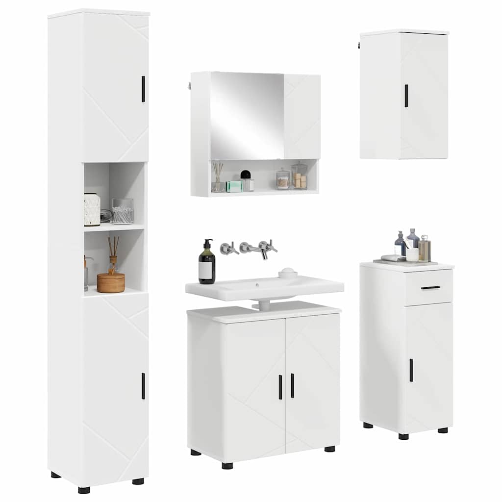 vidaXL Set di mobili per il bagno 5 pcs Bianco 61 x 35 x 64 cm
