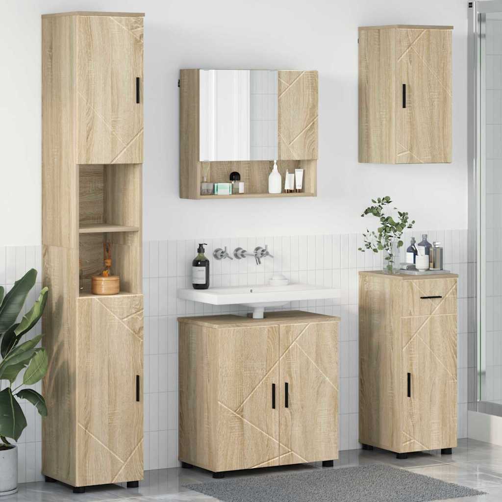Set di mobili per il bagno 5 pcs rovere sonoma 61 x 35 x 64 cm 3392995