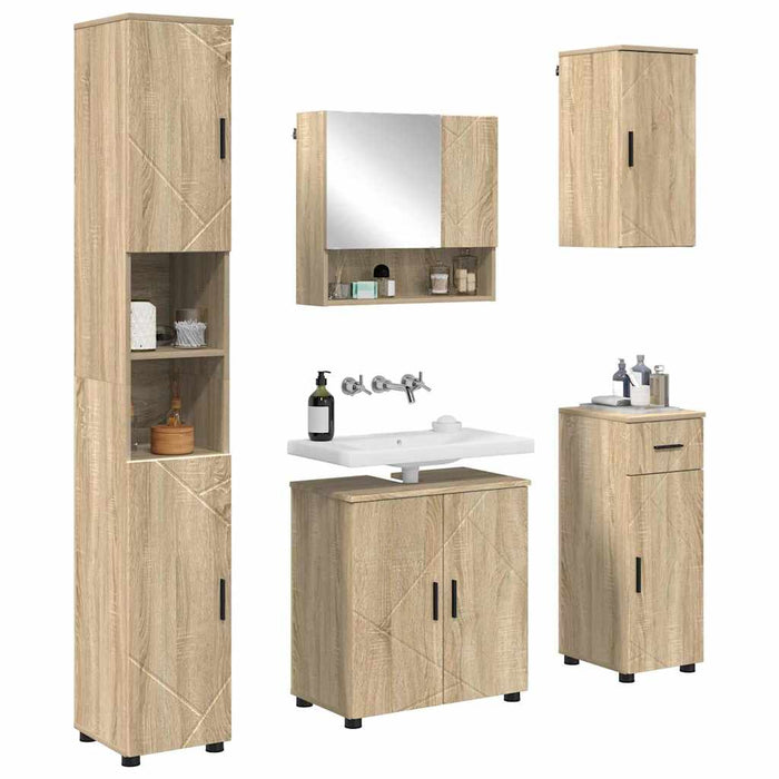 Set di mobili per il bagno 5 pcs rovere sonoma 61 x 35 x 64 cm 3392995