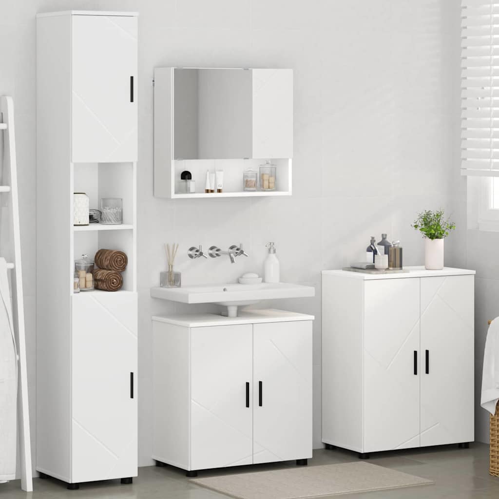 vidaXL Set di mobili per il bagno 4 pcs Bianco 61 x 35 x 64 cm