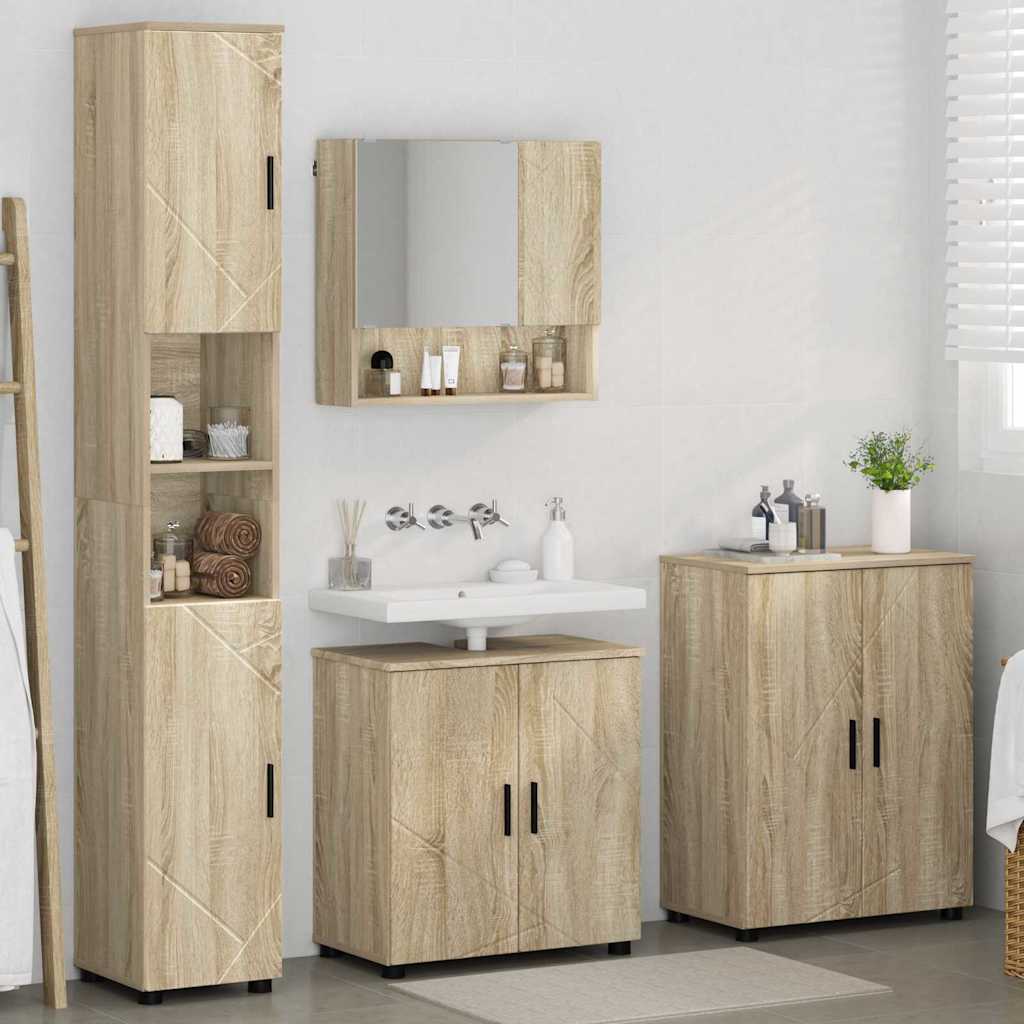 vidaXL Set di mobili per il bagno 4 pcs rovere sonoma 61 x 35 x 64 cm