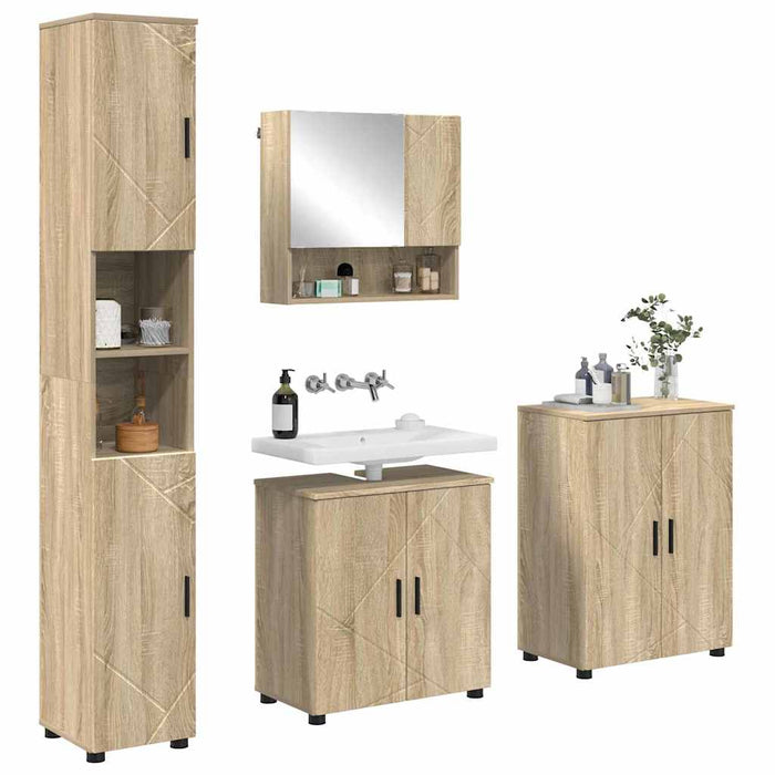 vidaXL Set di mobili per il bagno 4 pcs rovere sonoma 61 x 35 x 64 cm