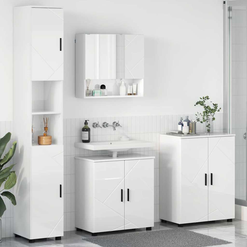 Set di mobili per il bagno 4 pcs Bianco lucido 61 x 35 x 64 cm 3393007
