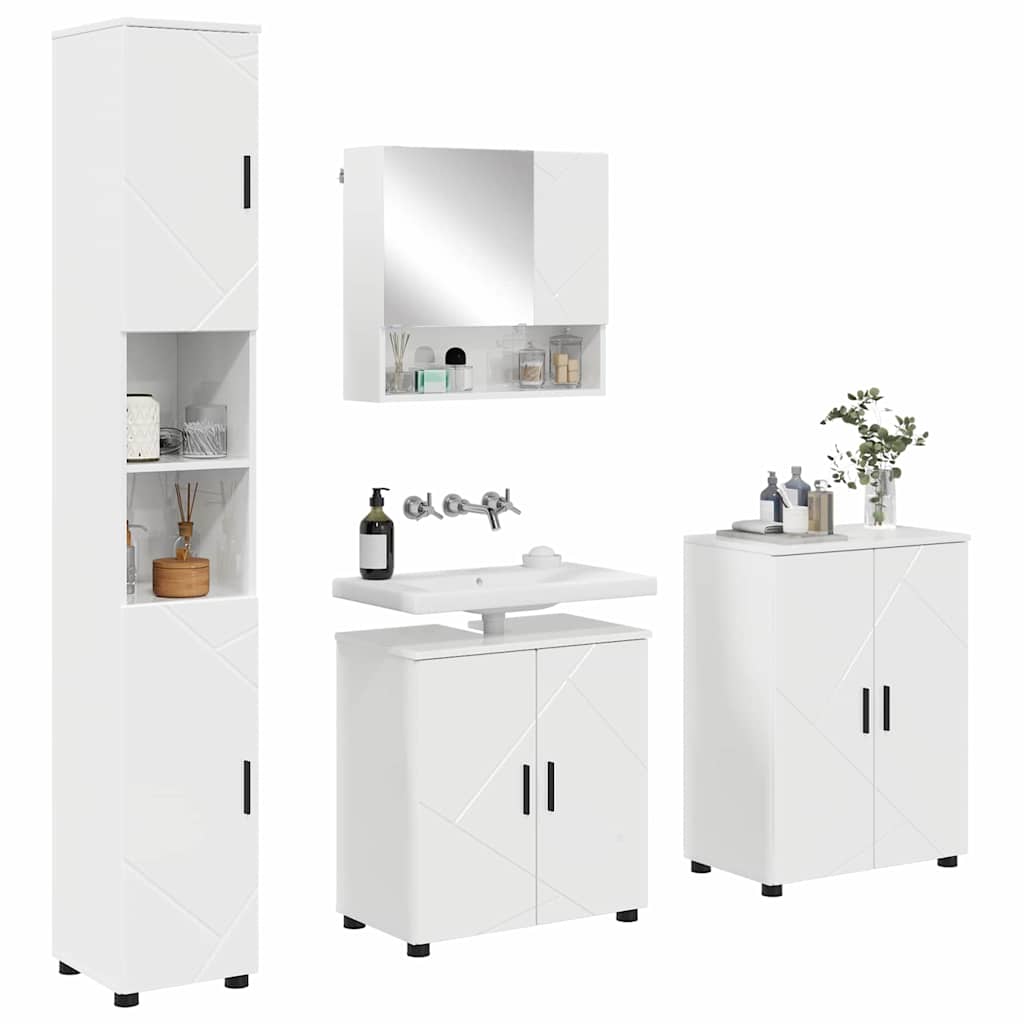 Set di mobili per il bagno 4 pcs Bianco lucido 61 x 35 x 64 cm 3393007