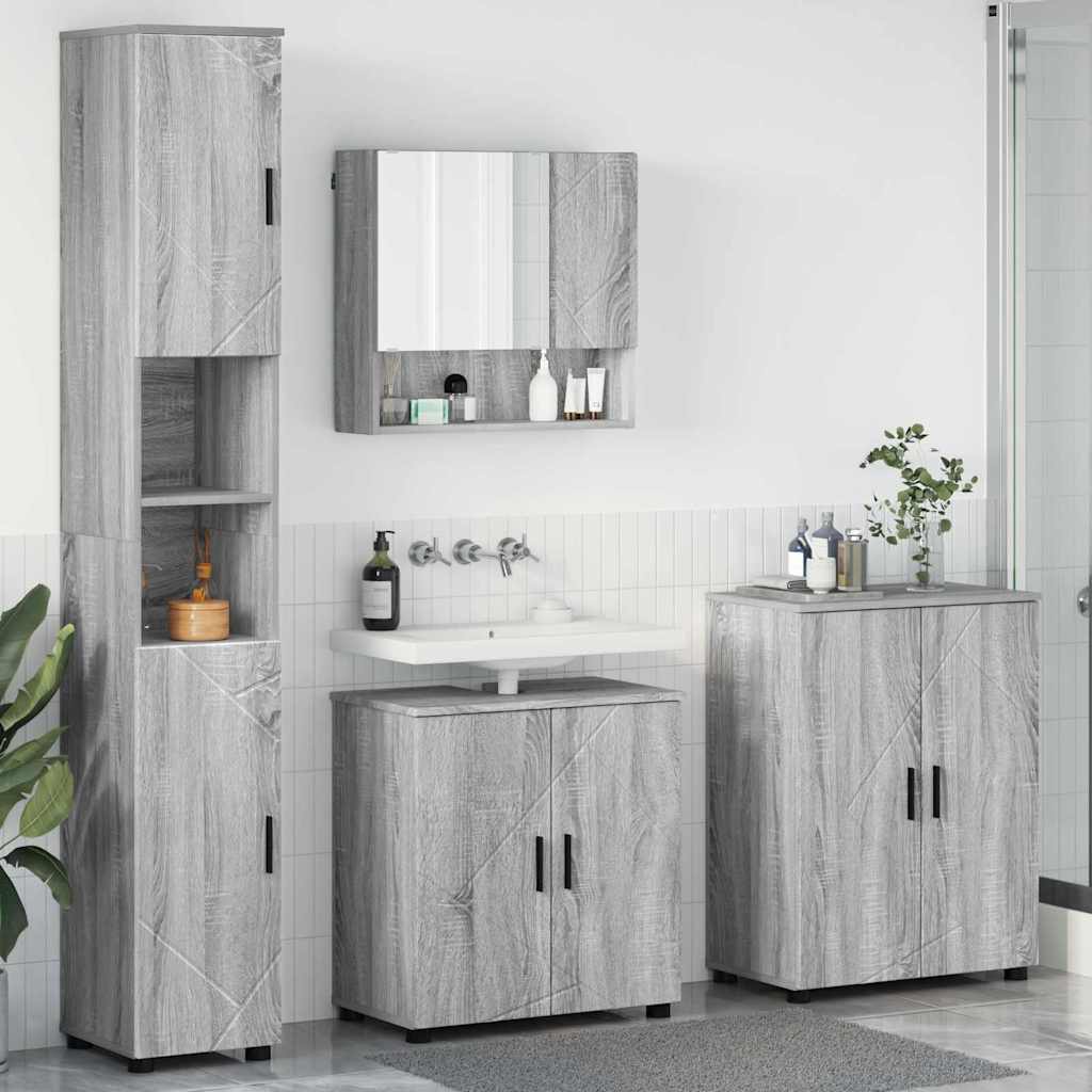 vidaXL Set di mobili per il bagno 4 pcs Grigio sonoma 61 x 35 x 64 cm