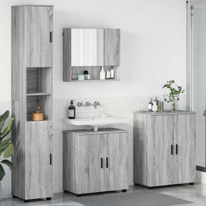 vidaXL Set di mobili per il bagno 4 pcs Grigio sonoma 61 x 35 x 64 cm