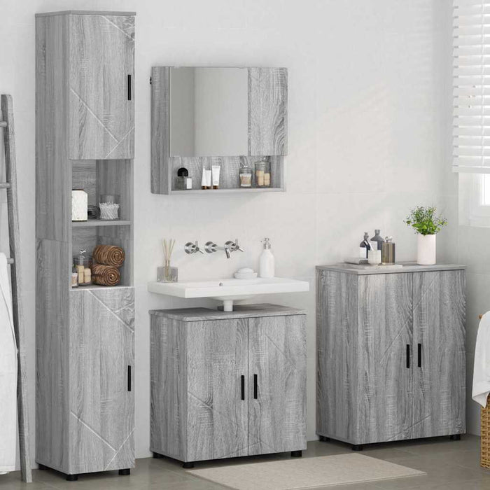 vidaXL Set di mobili per il bagno 4 pcs Grigio sonoma 61 x 35 x 64 cm
