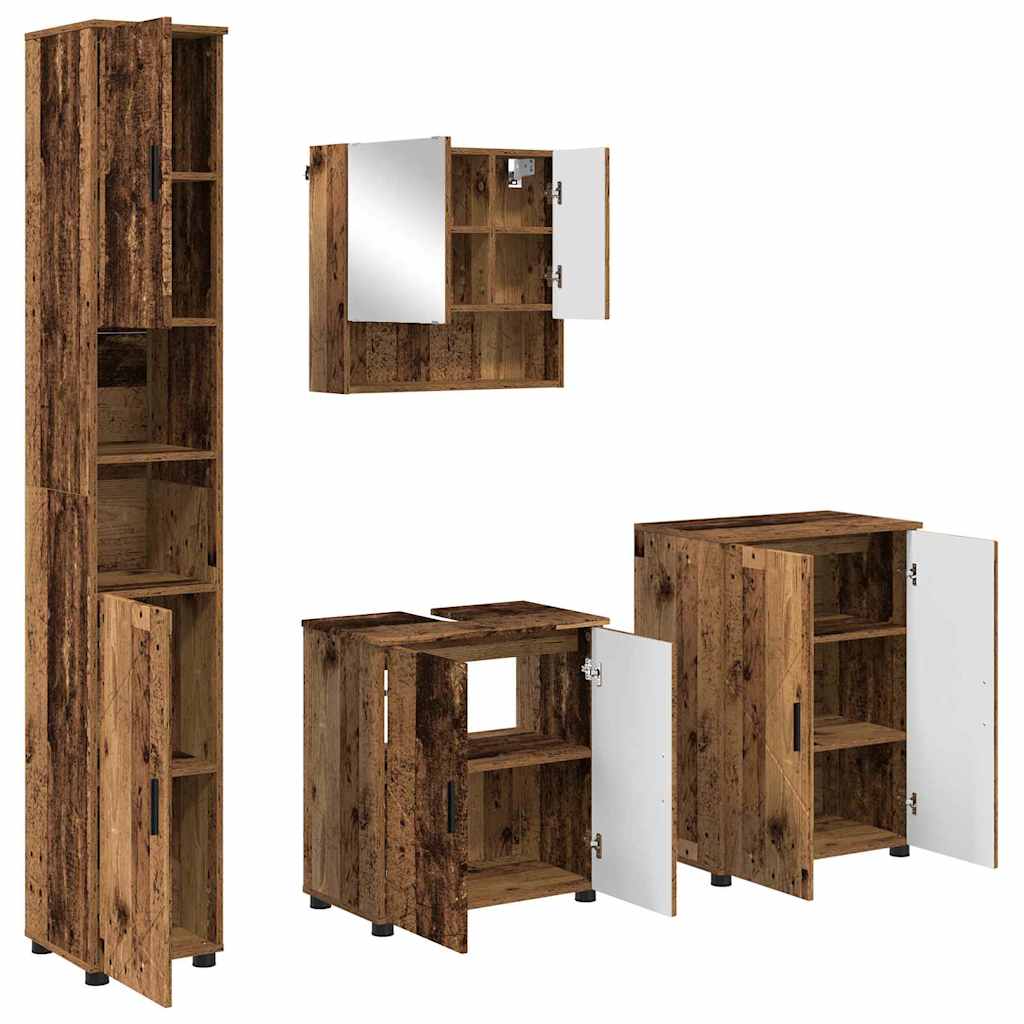 vidaXL Set di mobili per il bagno 4 pcs Legno vecchio 61 x 35 x 64 cm
