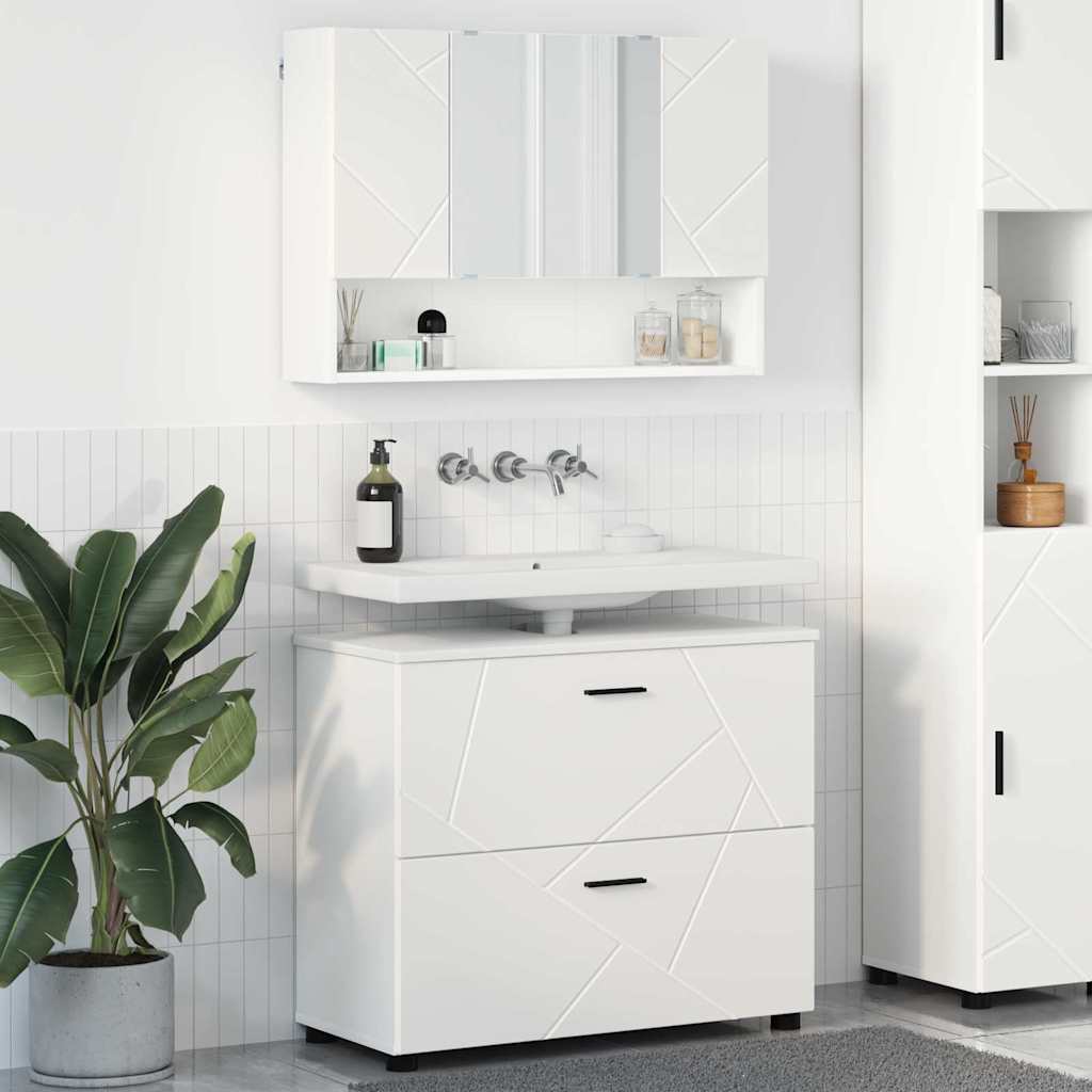 Set di mobili per il bagno 2 pcs Bianco 76.5 x 35 x 64 cm 3393013