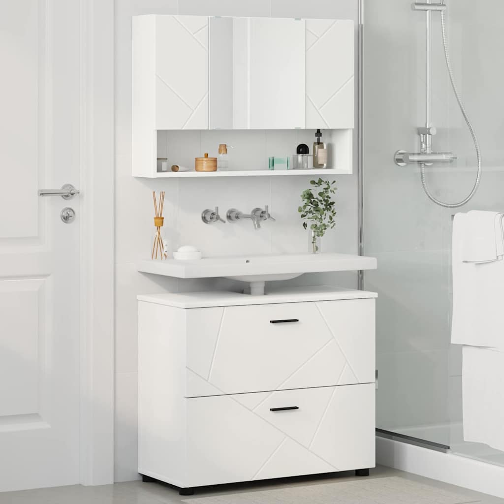Set di mobili per il bagno 2 pcs Bianco 76.5 x 35 x 64 cm 3393013