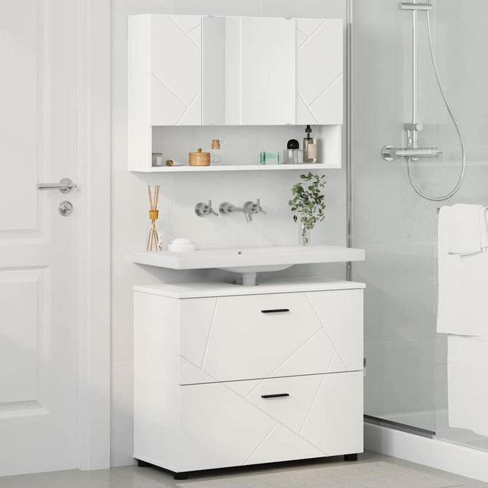 Set di mobili per il bagno 2 pcs Bianco 76.5 x 35 x 64 cm 3393013