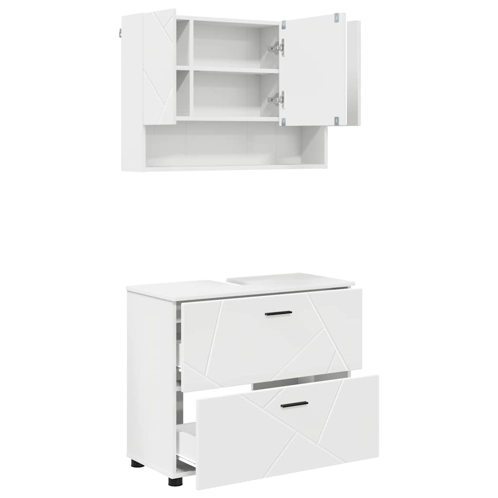 Set di mobili per il bagno 2 pcs Bianco 76.5 x 35 x 64 cm 3393013