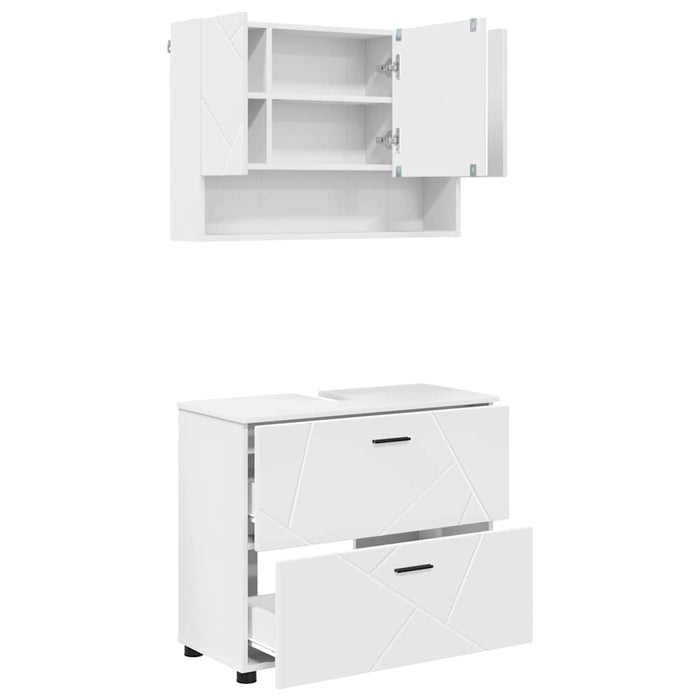 Set di mobili per il bagno 2 pcs Bianco 76.5 x 35 x 64 cm 3393013