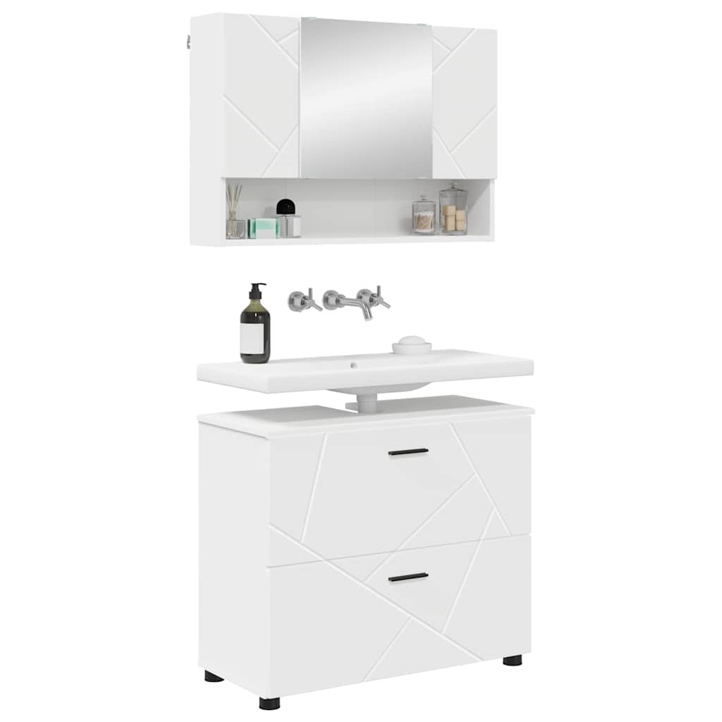 Set di mobili per il bagno 2 pcs Bianco 76.5 x 35 x 64 cm 3393013