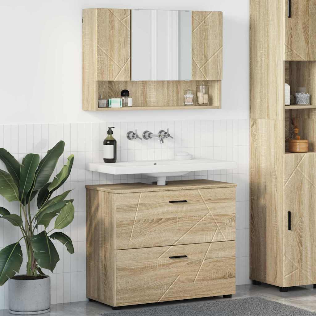 vidaXL Set di mobili per il bagno con cassetto 2 pcs rovere sonoma