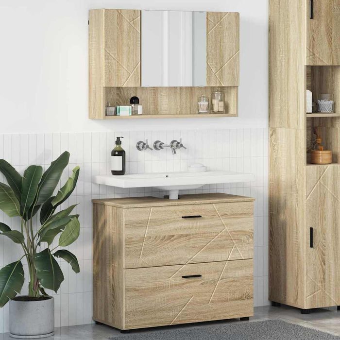 vidaXL Set di mobili per il bagno con cassetto 2 pcs rovere sonoma