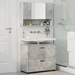 Set di mobili per il bagno con cassetto 2 pcs Grigio cemento