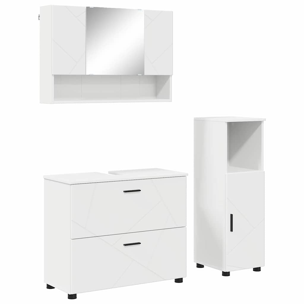 vidaXL Set di mobili per il bagno 3 pcs Bianco 76.5 x 35 x 64 cm
