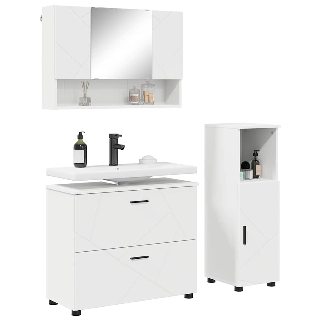 Set di mobili per il bagno 3 pcs Bianco 76.5 x 35 x 64 cm 3393023