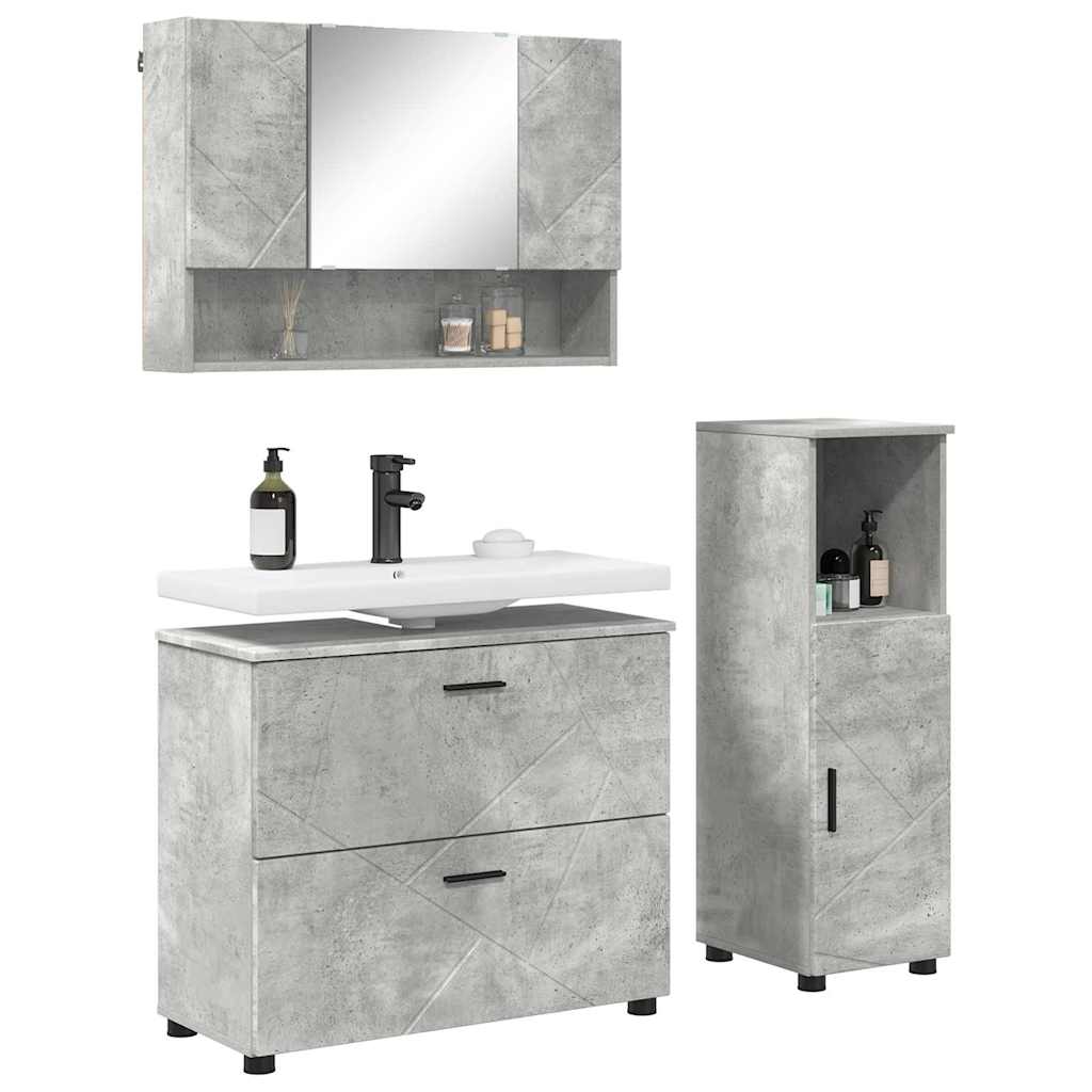 Set di mobili per il bagno con cassetto 3 pcs Grigio cemento 3393026