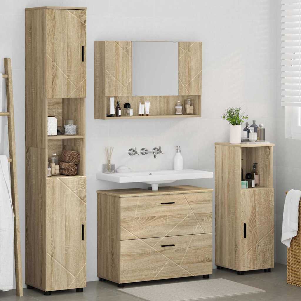vidaXL Set di mobili per il bagno 4 pcs rovere sonoma 30 x 35 x 192 cm