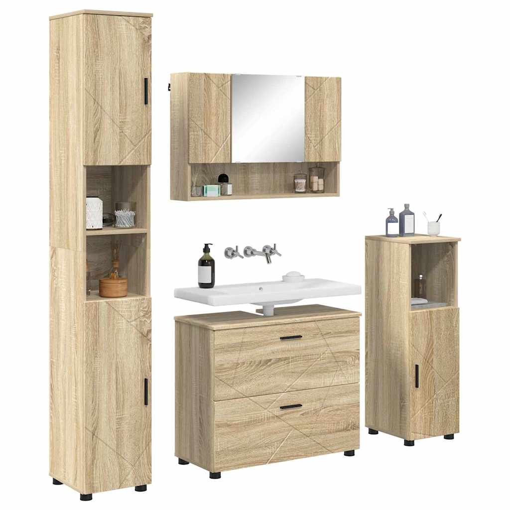 Set di mobili per il bagno 4 pcs rovere sonoma 30 x 35 x 192 cm 3393045