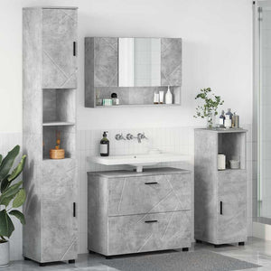 Set di mobili per il bagno con cassetto 4 pcs Grigio cemento 3393046