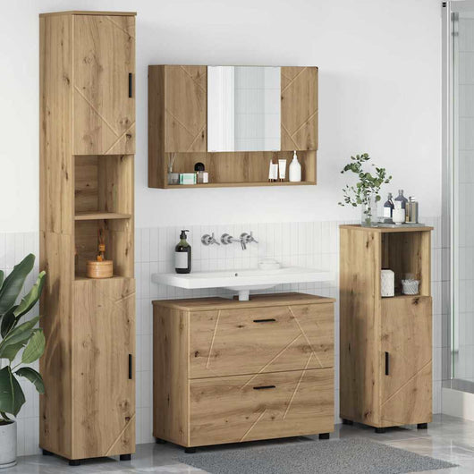vidaXL Set di mobili per il bagno con porta 4 pcs rovere artigianale
