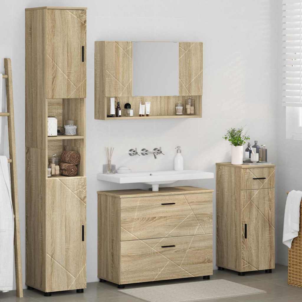 vidaXL Set di mobili per il bagno 4 pcs rovere sonoma 30 x 35 x 192 cm