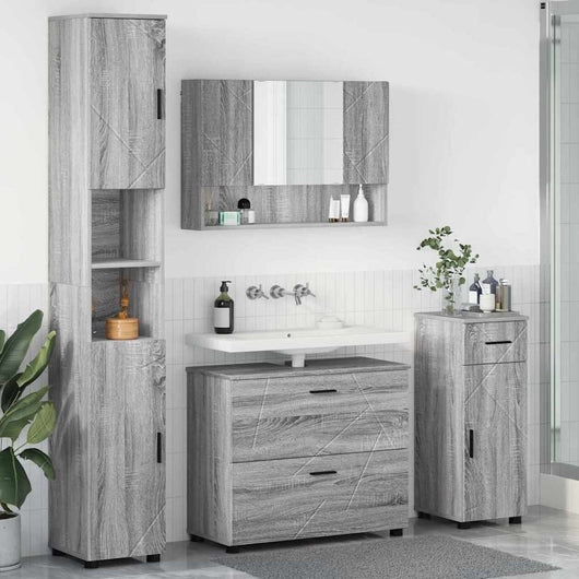 Set di mobili per il bagno 4 pcs Grigio sonoma 30 x 35 x 192 cm 3393059